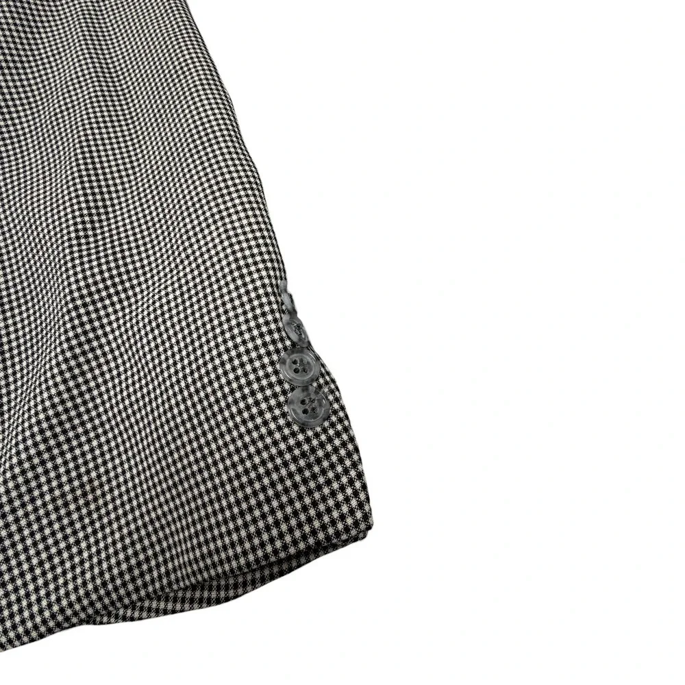 Ermenegildo Zegna Black White Check Blazer Sports Coat 46R IT 58